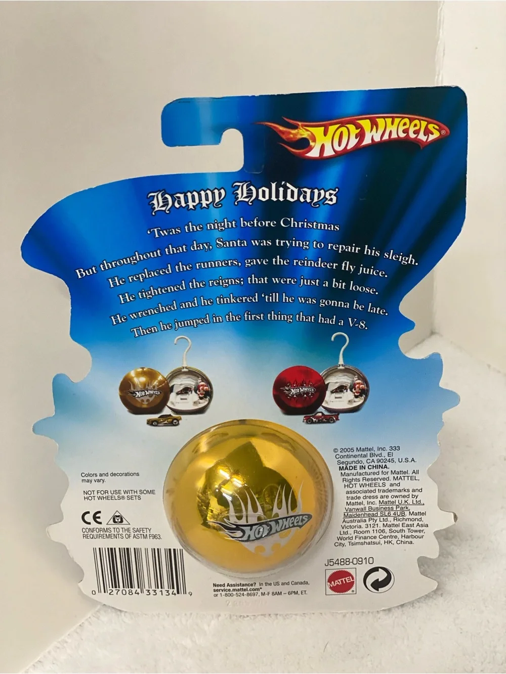Hot Wheels 2005 Happy Holidays Christmas Ornaments Lot of 2 Truck & Car Collect